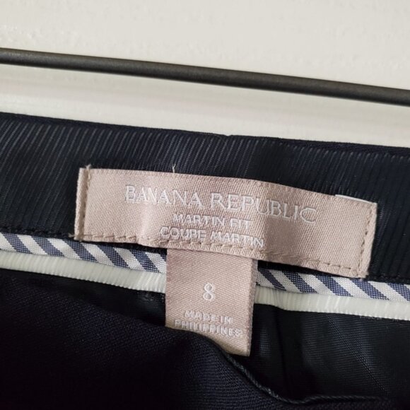 Banana Republic Martin Navy Crepe Wool Wide Leg Quiet Luxury Trousers 8 - Picture 6 of 7